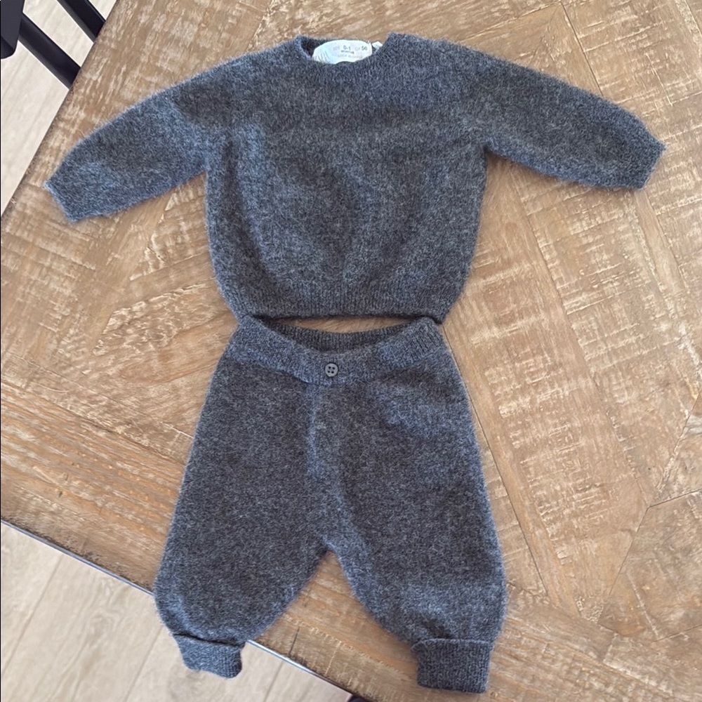 Zara Charcoal Cashmere Baby Sweater set